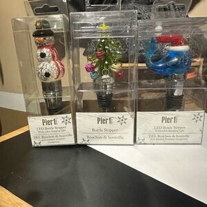 Pier 1 Festive LED Bottle Stopper Trio - Red, Green, Blue
